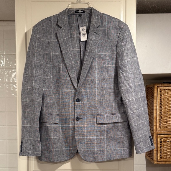 NWT Express Gray Checkered Blazer size 40S